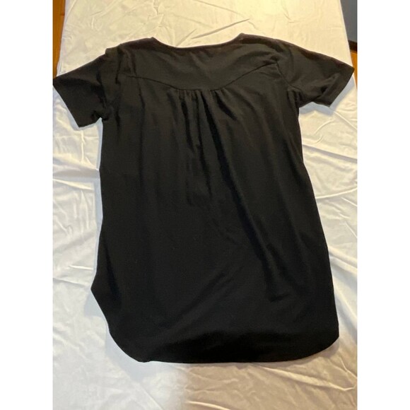 Zenana Short Sleeved Tunic Shirt Womens Large Black Casual Henley Scoop Neck - Picture 2 of 5